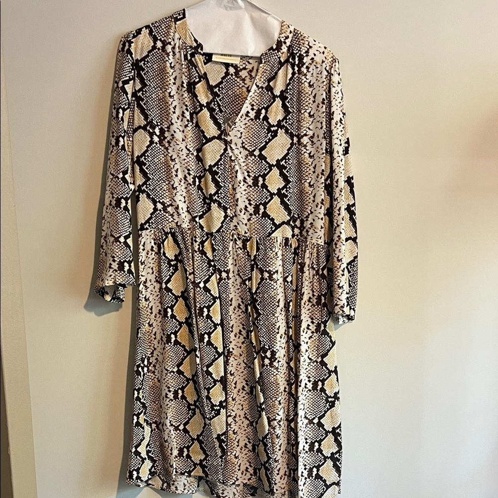 Anthropologie Snake Print Long Sleeve Dress